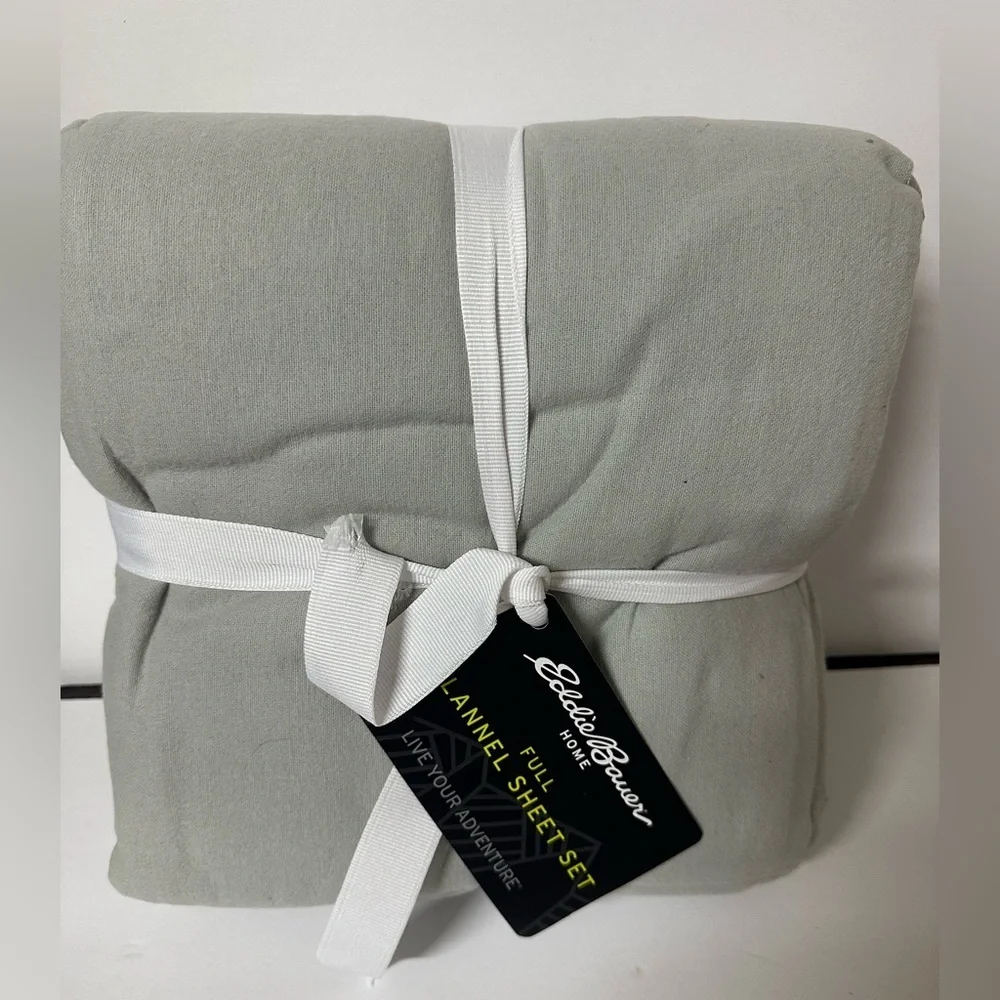 Eddie Bauer 3-pc Home Flannel Sheet Set - Soft Gray Size Full 100% cotton